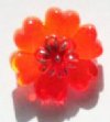 1 22mm Orange Glass Flower Button with Gold Shank